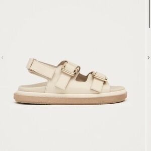 ALOHAS Cream Buckle Strap Sandals with Tan Sole